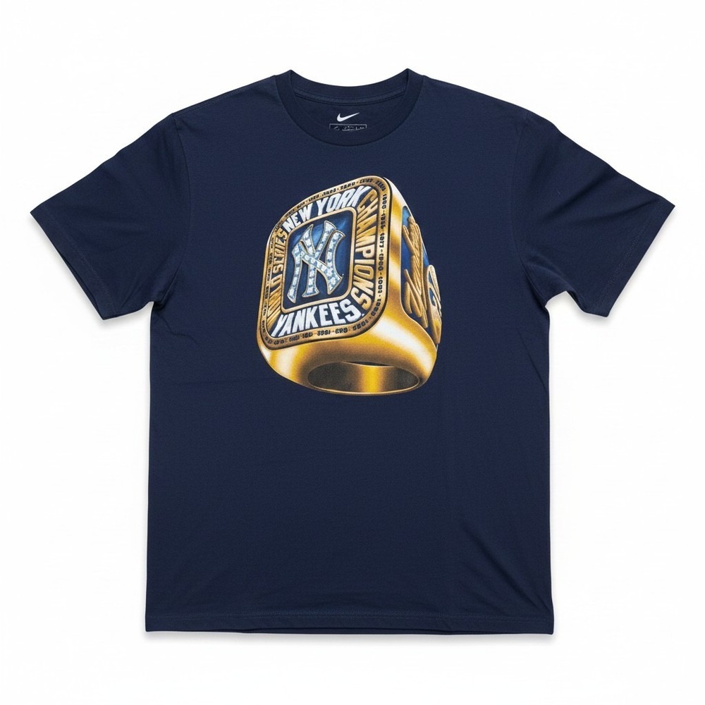 Nike Team New York Yankees Championship Ring Graphic T-Shirt Men's L‎ Blue